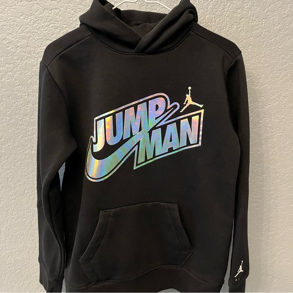 Nike hoodie Jordan Boy’s Jumpman Iridescent Pullover black Sweatshirt Youth XL